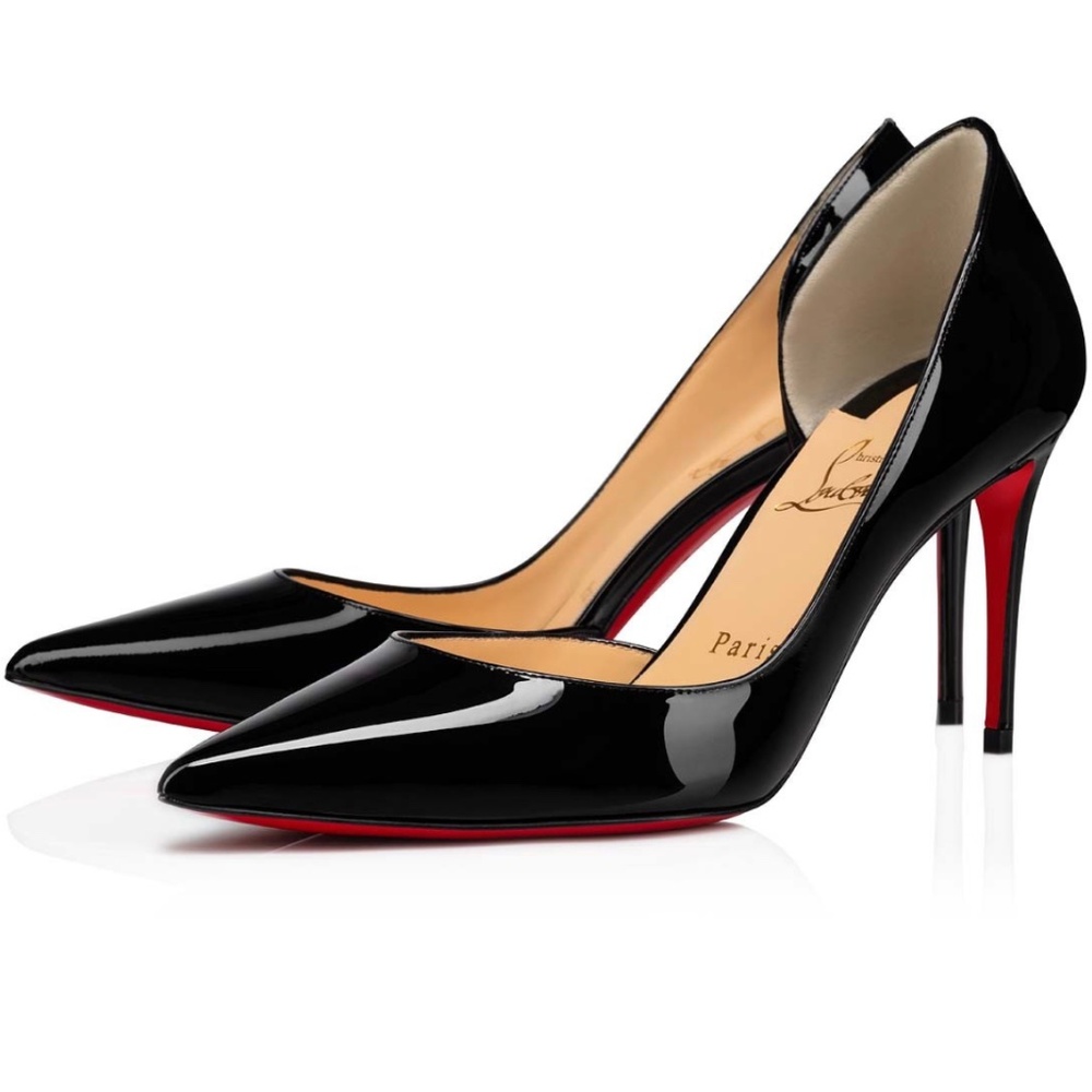 Christian Louboutin Iriza 85mm Black Patent Heels, sz 37